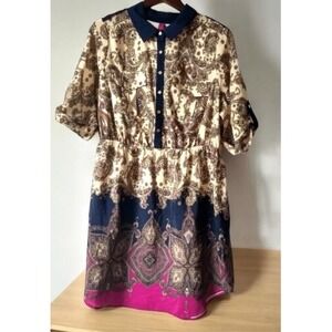 NWOT Pure Energy Waist Defined 3/4 Slv. Sateen Sheath Midi Dress Women 4X China